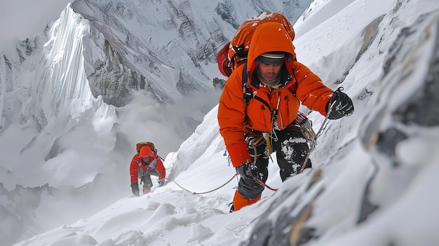 Wonderful Group of people silhouettes on peak mountain climbing help each other concept