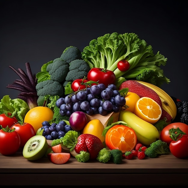 A wonderful healthy meal that includes different types of delicious fruits and vegetables