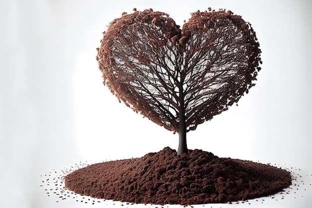 Wonderful Hearts tree and pile of fertile soil isolated