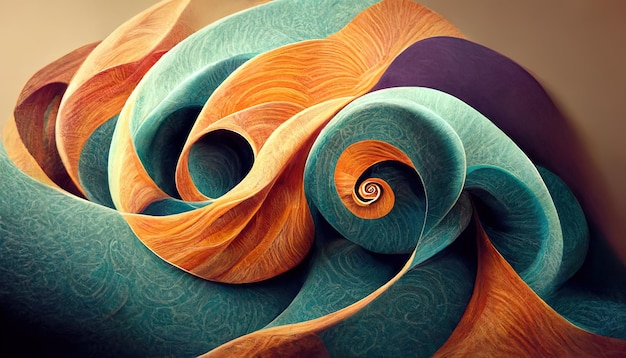 Wonderful Hypnotic swirls as abstract wallpaper background design Generative Ai