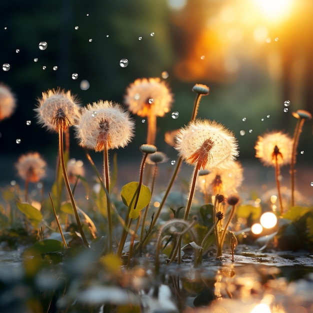 Wonderful luffy dandelions garden picture Generative AI