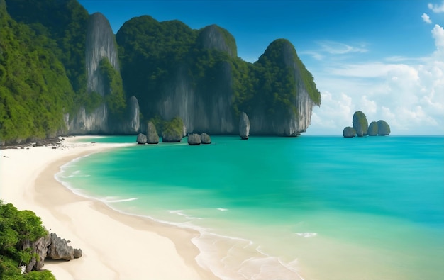 Wonderful magical beach in Thailand Generative AI Illustration