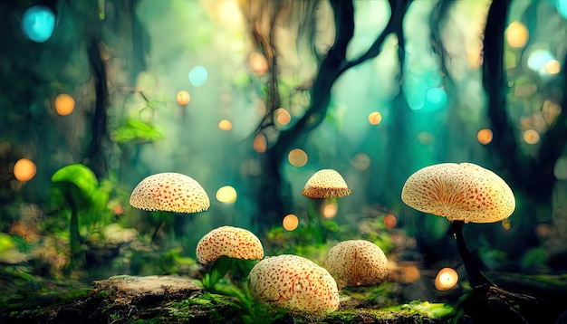 Wonderful Mushroom Wallpaper Fantasy Wallpaper 4K Mushroom Light Fantasy Mushroom Jungle Generative Ai