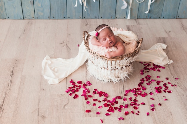 Wonderful newborn sleeping happily