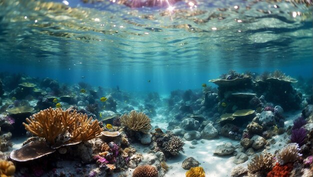 Wonderful ocean underwater full of colors and corals many sea shells