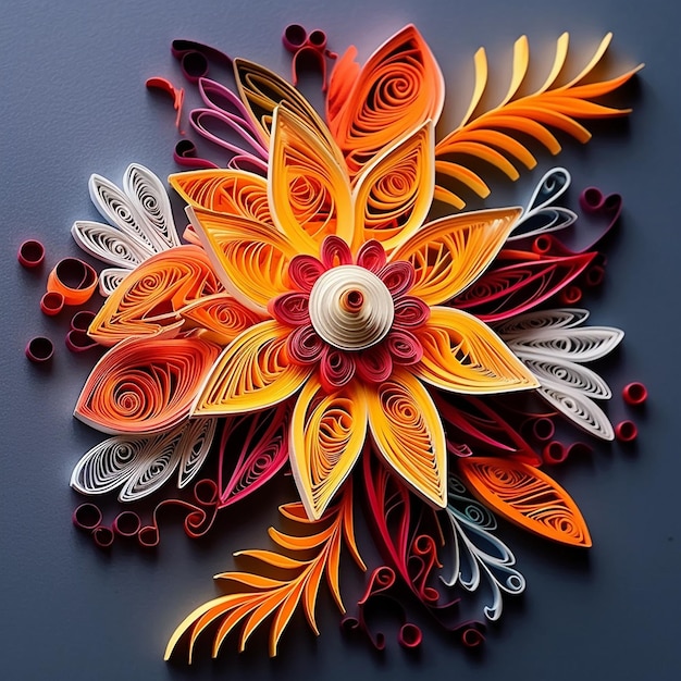 Wonderful paper cut flowers quilling images Generative AI