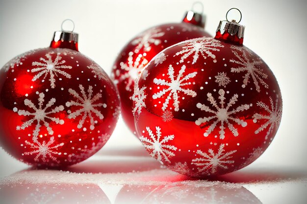 Wonderful Red christmas balls with snow