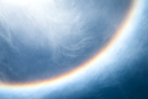 Wonderful solar halo with fluffy clouds