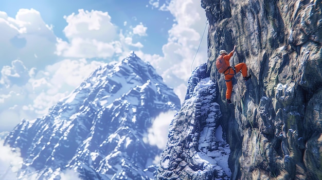 Wonderful Two people on a mountain with mountains in the background