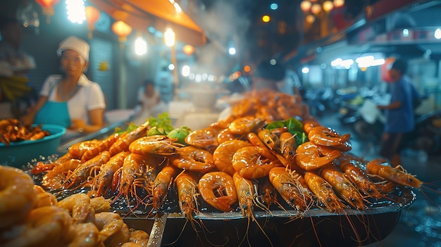 Wonderful View of delicious and appetizing street food