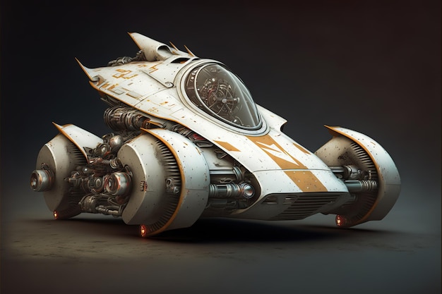 Wondrous futuristic small scifi space racer with engine for space racing