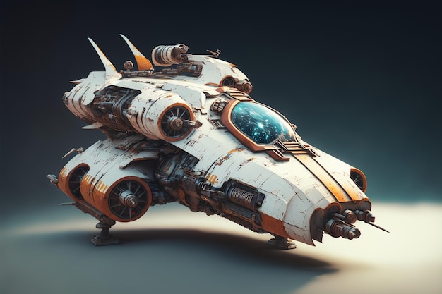 Wondrous futuristic small scifi space racer with engine for space racing