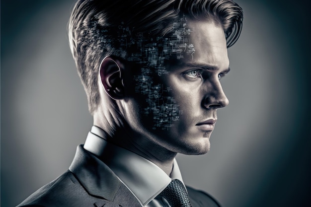 Wondrous visually database code double exposure on businessman portrait