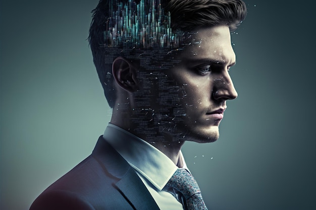 Wondrous visually database code double exposure on businessman portrait