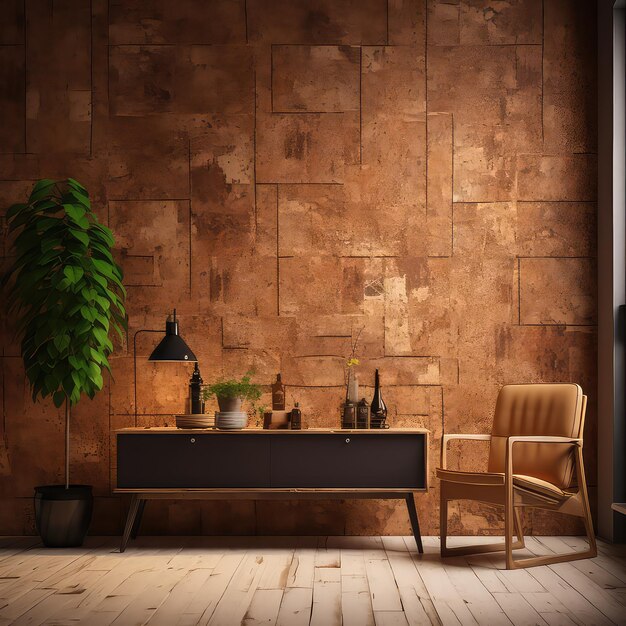 Wood Accent Wall Generative AI