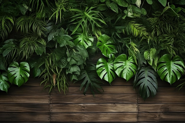 wood background graced by the charm of Monstera