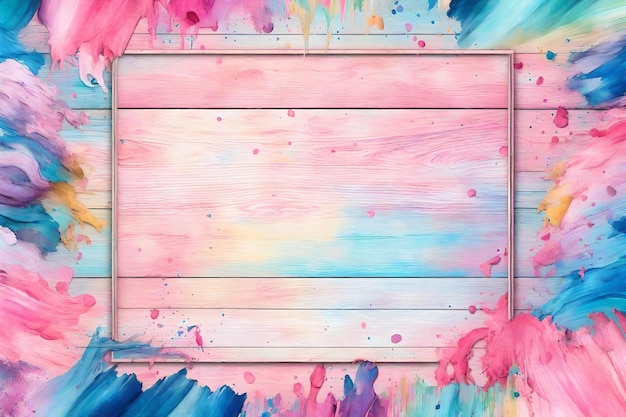 A wood background with colourful paint