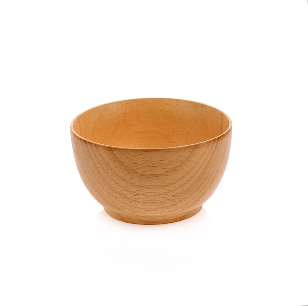 Wood bowl on white background