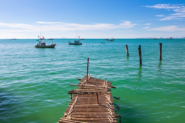 Wood bridge on the sea