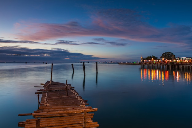 Wood bridge on the sea