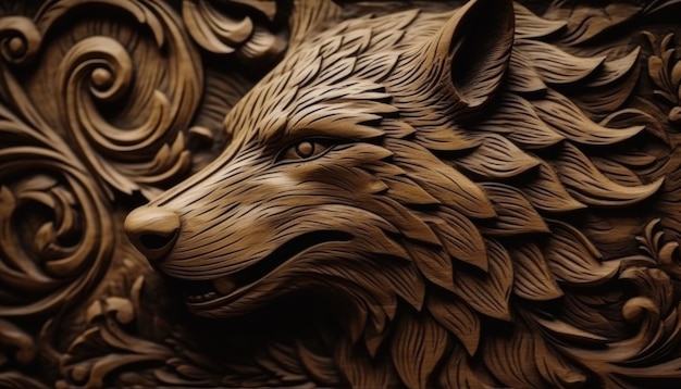 Wood carving art dragon lion rabbit forest wood carving patterns Creative Ai