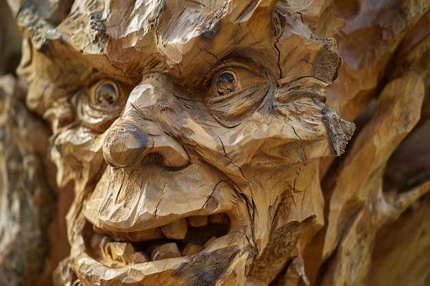 Wood carving in a park in the city of Prague Czech Republic