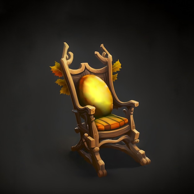 Wood chair with a dark background cartone 2d digital 3D Illustration  and Games art  assets