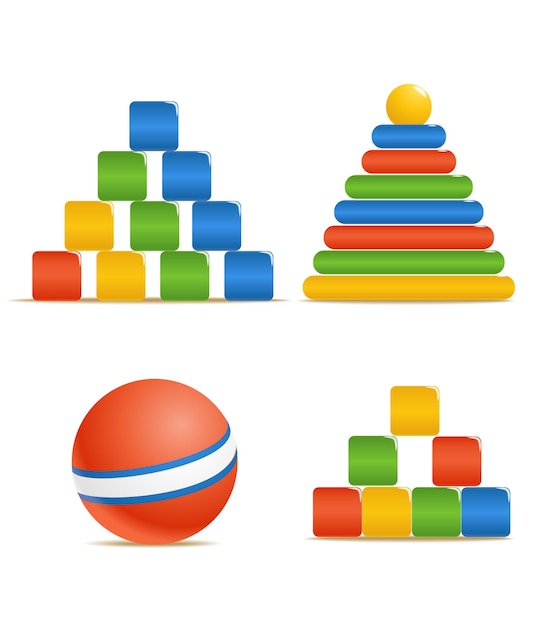 Wood color toys Pyramid ball cubes