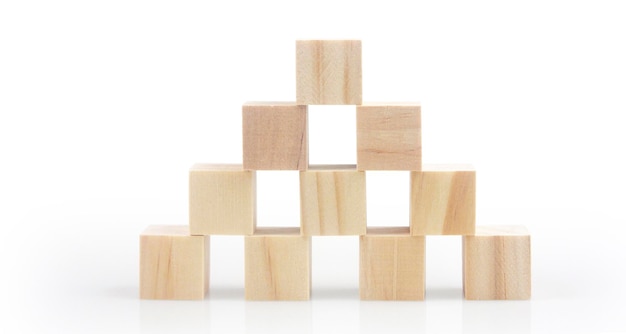 Wood cube arrange in shape business concept