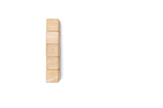 Wood cube block on white background