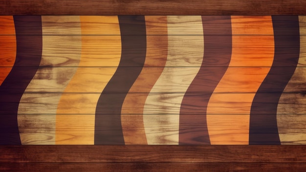 A wood cutting board with a brown and yellow pattern.