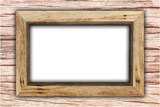 Wood frame isolated on white background.