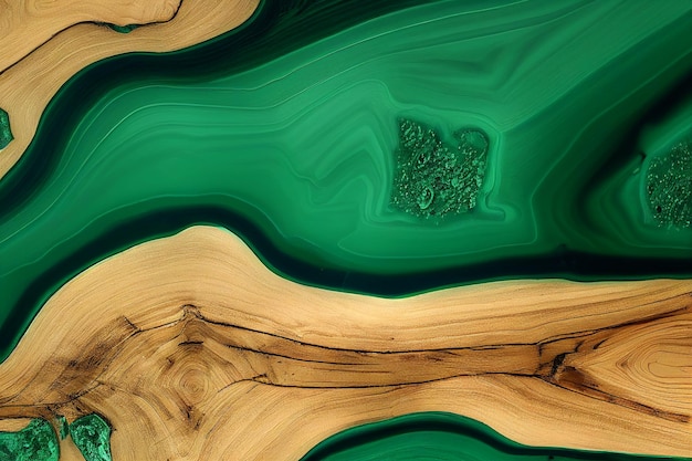 Wood and green epoxy resine texture