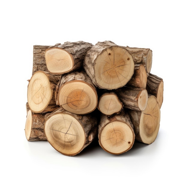 wood logs on white background