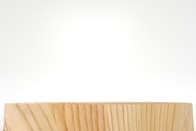 Wood pedestal podium mockup on white background 3d rendering