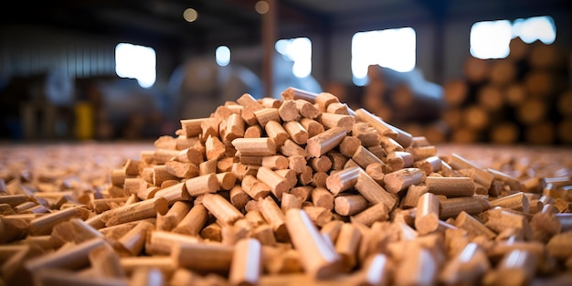 Wood Pellet Production for Biofuel at Biomass Plant Concept Biomass Plant Wood Pellet Production Biofuel Energy Efficiency Sustainable Practices