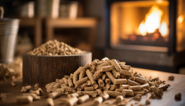 wood pellets for stove symbolizing warmth and sustainability indoors