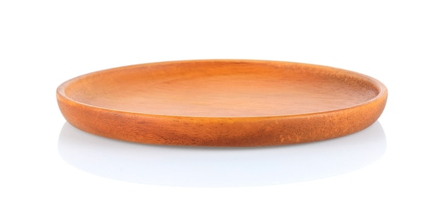 Wood plate on white background.