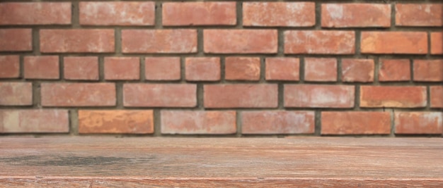 Wood shelves and brick wall background for put product