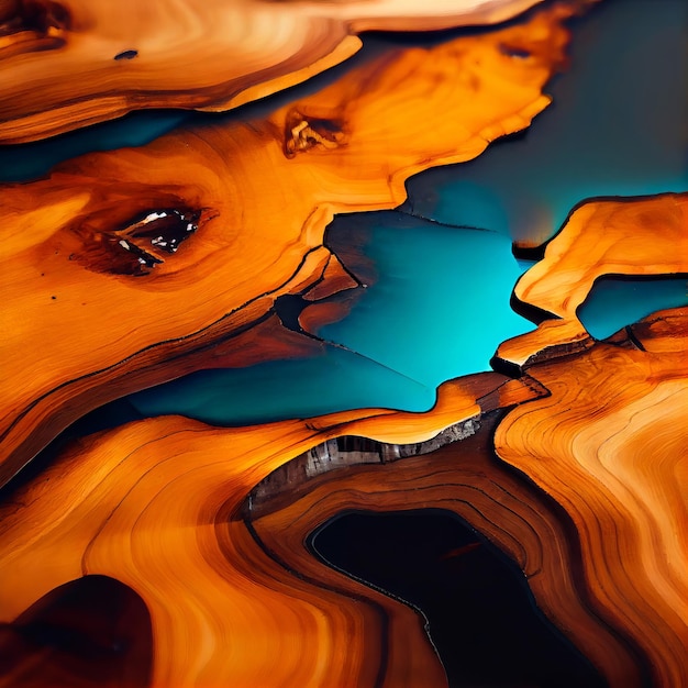 Wood slab with epoxy resin surface abstract background