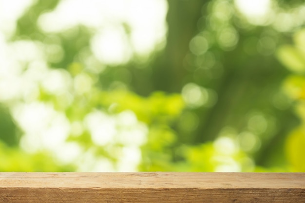 Wood table on nature background