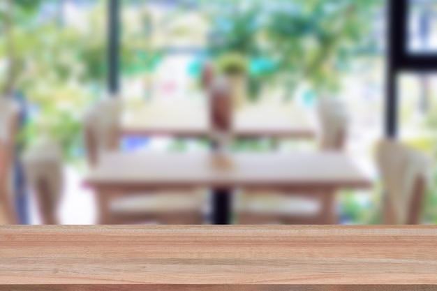 Wood table top on blur 