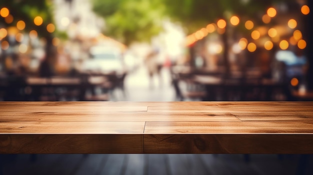 Wood Table Top in Restaurant Cafe