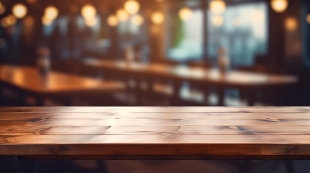 Wood Table Top in Restaurant Cafe