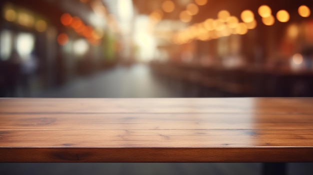 Wood Table Top in Restaurant Cafe