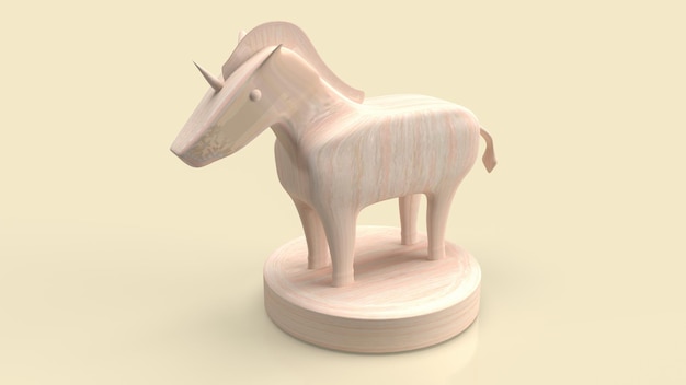 The wood unicorn for start up or business concept 3d rendering