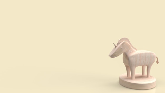 The wood unicorn for start up or business concept 3d rendering