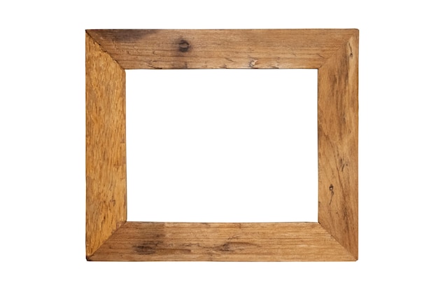 Wood vintage picture and photo frame isolated on white background