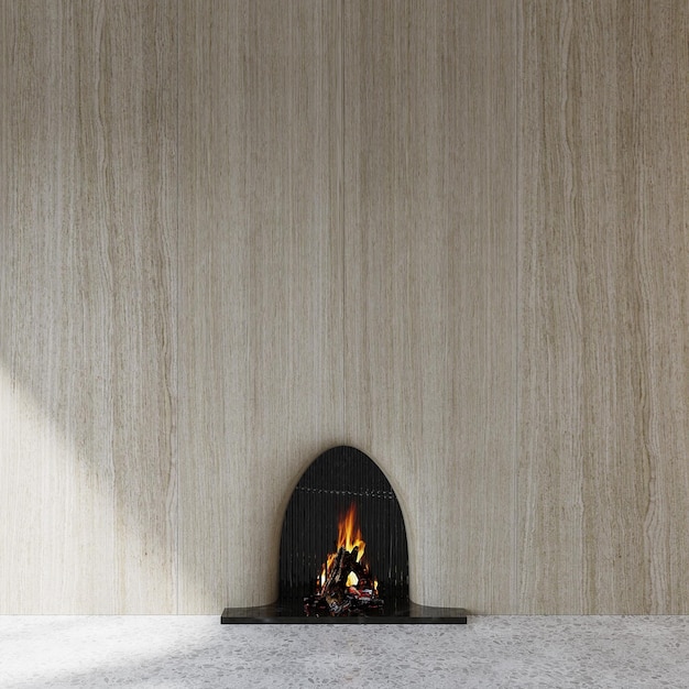 Wood Wall Mockup, Interior Mockup, Fireplace