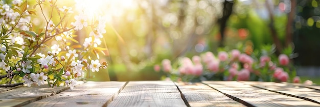 A wooded area with a path and a tree with blossoms by ai generated image